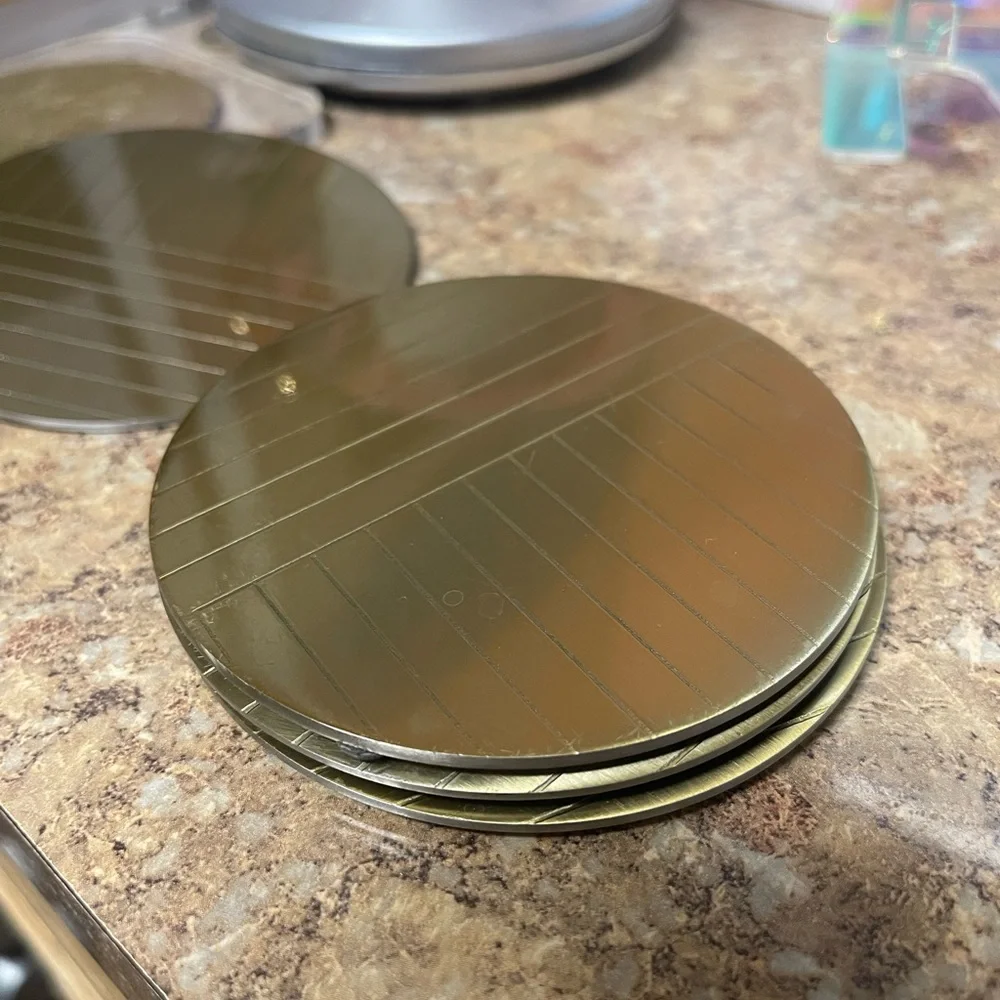 West Elm Linear Brass Coasters Set